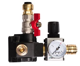Obrázek pro produkt Rozdělovací krabice se 2 rychlospojkami, ventilem, regulátorem ø 22 mm