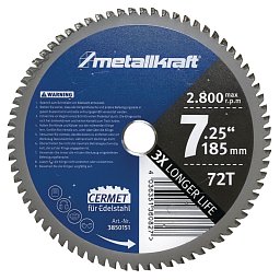 Obrázek pro produkt Pilový kotouč na nerezovou ocel Ø 185 x 1,8/1,4 x 22 mm Z72